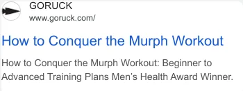 GORUCK Google Murph Workout search ad - CrossFit community targeting that had no counterpart in the Meta account