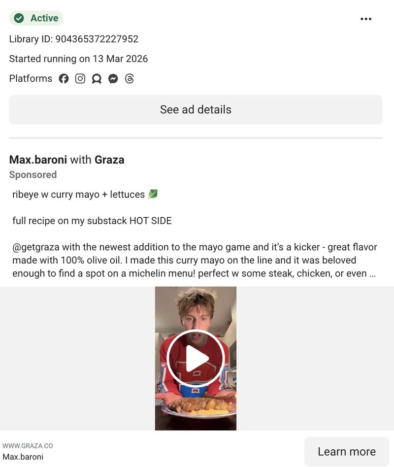 Graza UGC mayo video - Max.baroni: ribeye with curry mayo and lettuce from Substack HOT SIDE - #GrazaPartner