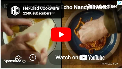 HexClad Google ad with ChefsEcho Nancy Silverton codename - the same hero asset as Meta