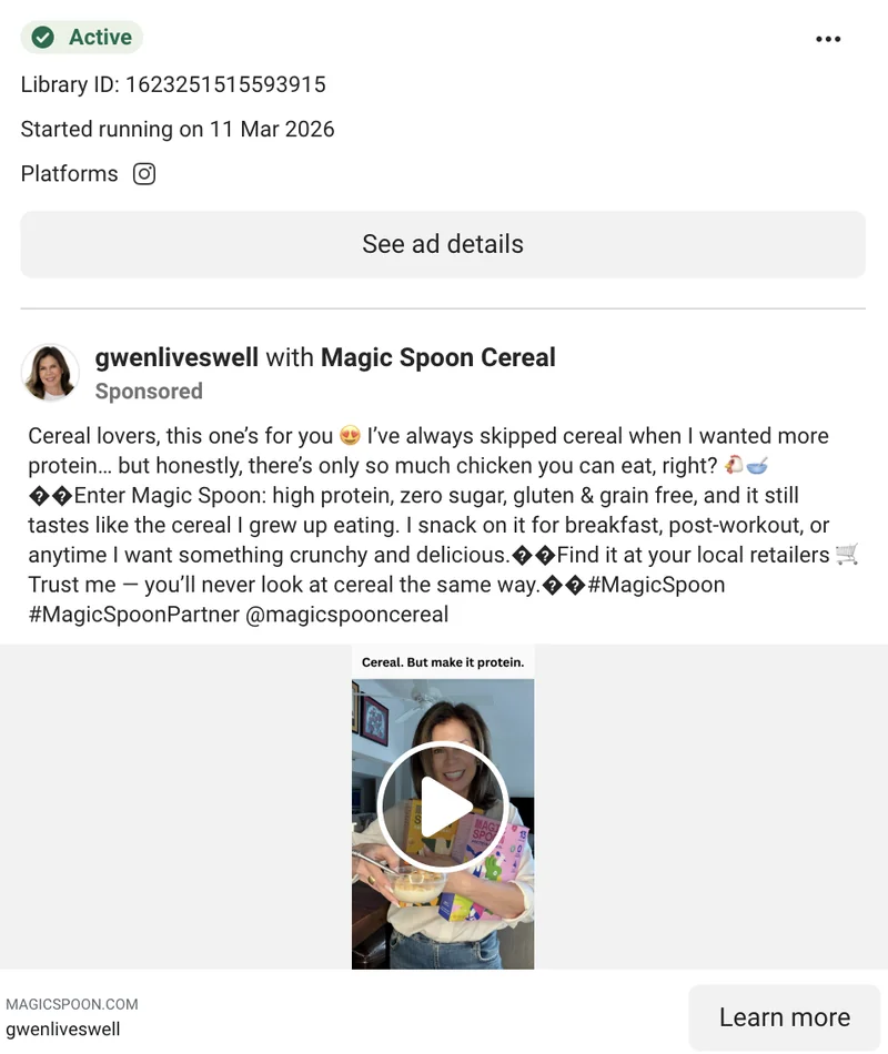 Magic Spoon Meta UGC - gwenliveswell: 'Cereal lovers, this one's for you'