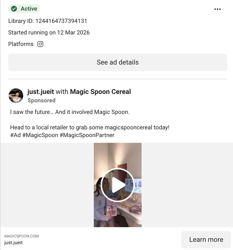 Magic Spoon Meta UGC - just.jueit: 'I saw the future... And it involved Magic Spoon.'