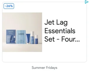 Summer Fridays Google Shopping ad for the Jet Lag Essentials Set - the skincare line showing up in shopping formats too
