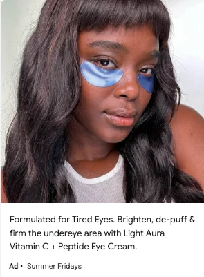 Summer Fridays Meta ad for eye cream and vitamin C - part of the skincare line also available at Sephora